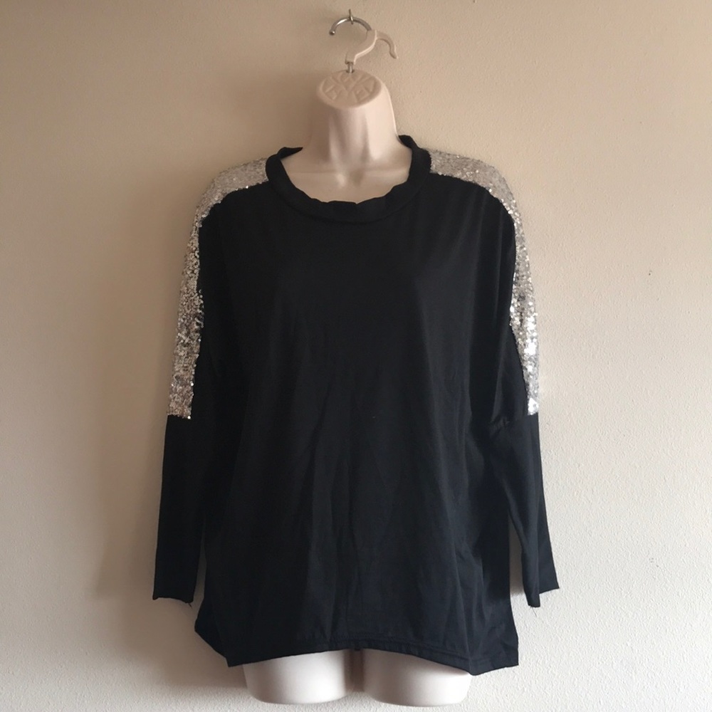 Black Long Sleeve W/ Sparkle Sleeves